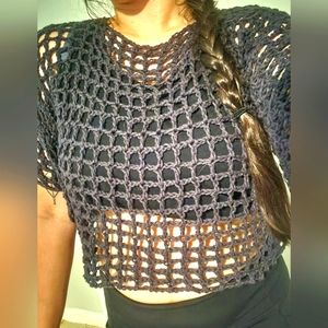 Handmade crochet mesh crop top